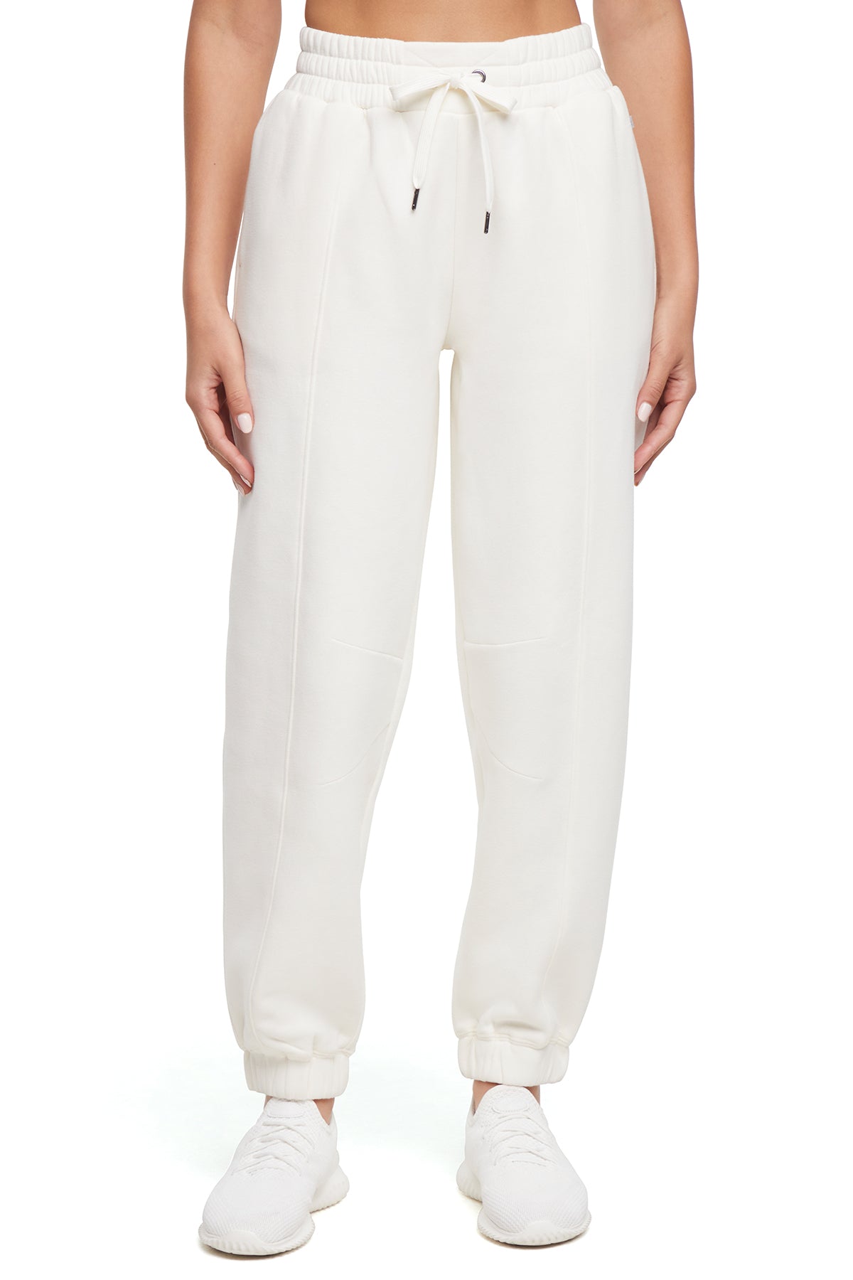 Calliope Jogger, close-up view of fabric and stitching, showing visible design features and texture of the soft knit fabric..