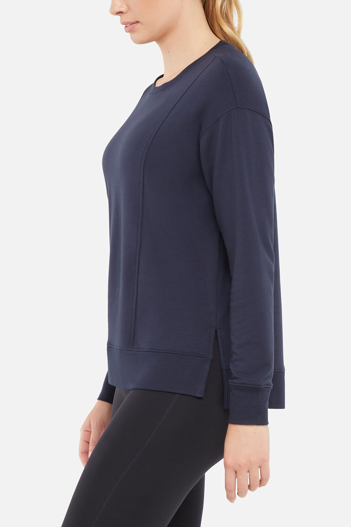 Maisha Long Sleeve Pullover, alternate angle view, showing visible design features and texture of the soft knit fabric..