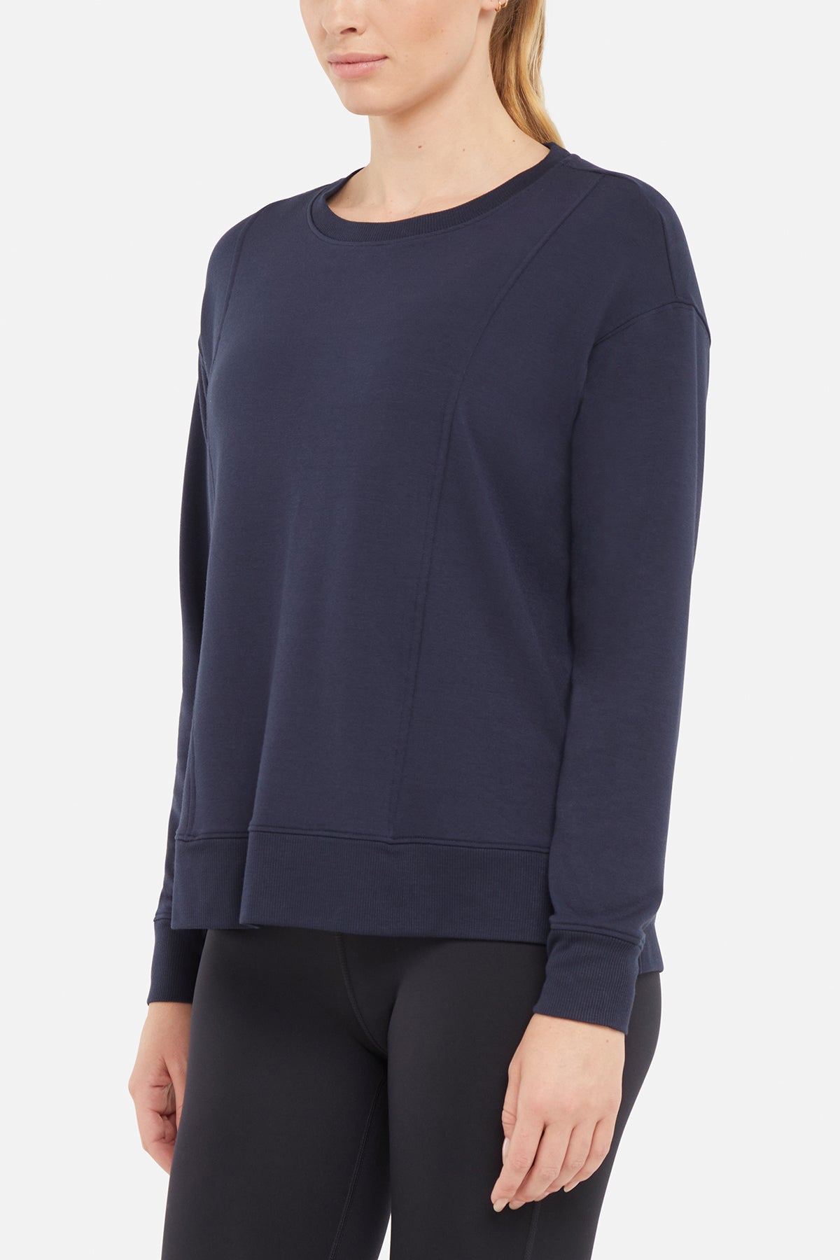 Maisha Long Sleeve Pullover, alternate angle view, showing visible design features and texture of the soft knit fabric..