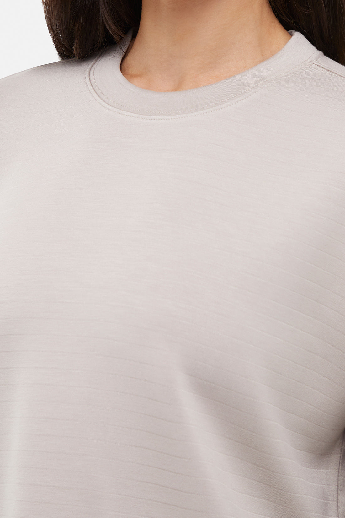 Becky Long Sleeve Crew Neck, alternate angle view, showing visible design features and texture of the soft knit fabric.