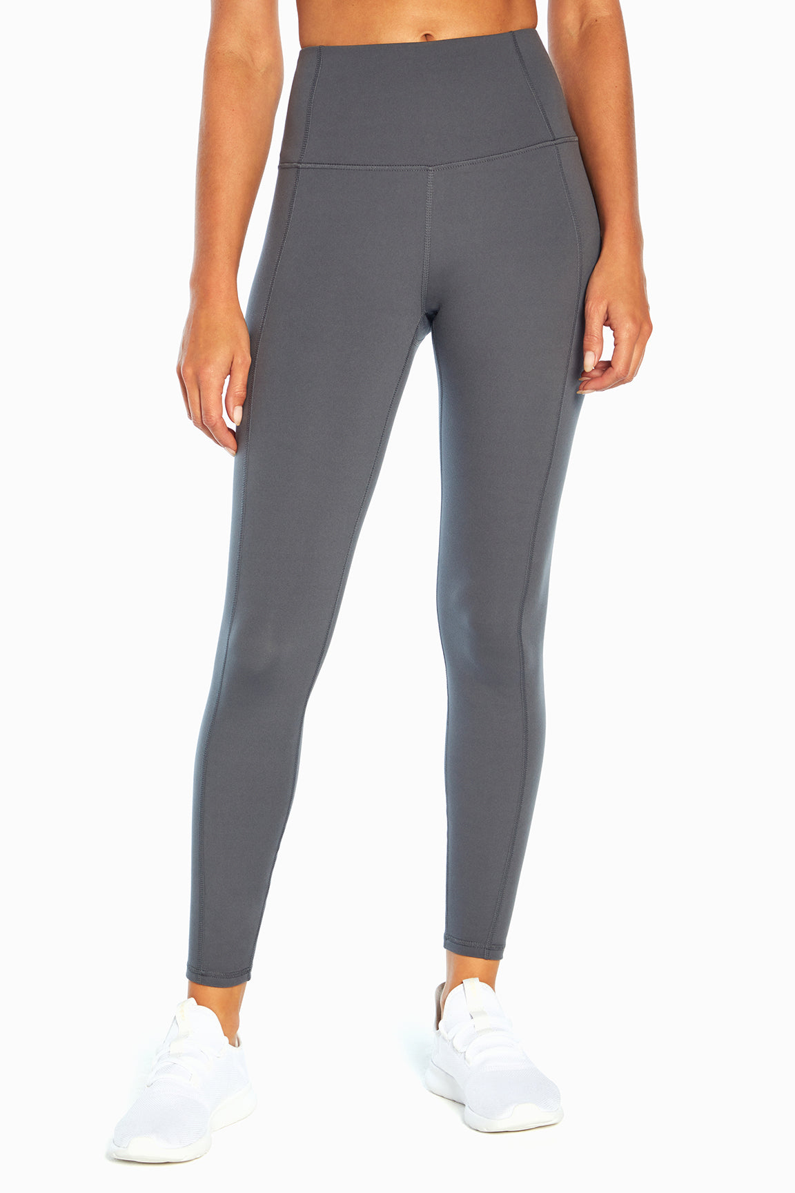 Olivia High Rise Tummy Control Legging - Turbulence, alternate angle view, showing visible design features and texture of the stretch knit fabric..