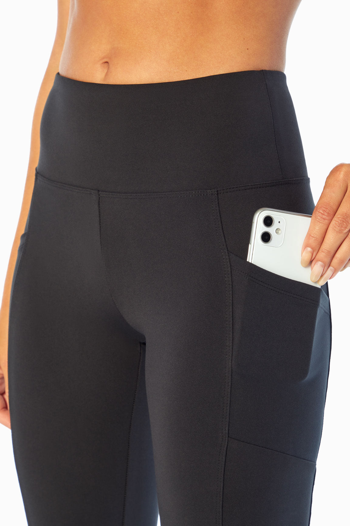 Eclipse Side Pocket Tummy Control Yoga Pant, alternate angle view, showing visible design features and texture of the durable stretch fabric..