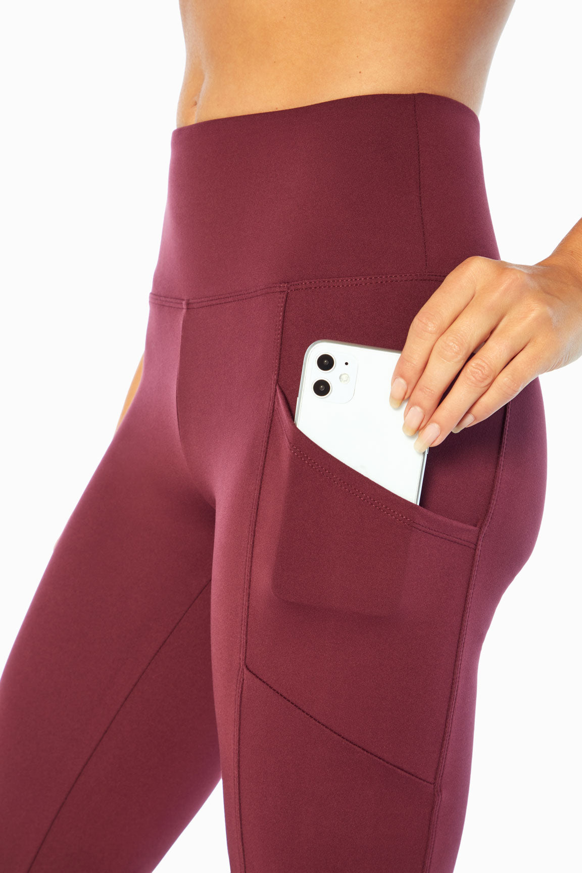 Eclipse Side Pocket Tummy Control Yoga Pant, alternate angle view, showing visible design features and texture of the durable stretch fabric..