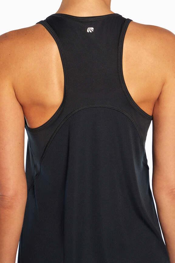 Renata Tank, close-up view of fabric and stitching, showing visible design features and texture of the soft knit fabric..