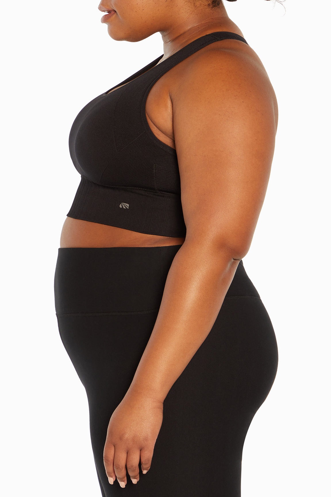 Cathy Seamless Sports Bra (Plus Size), alternate angle view, showing visible design features and texture of the soft knit fabric..