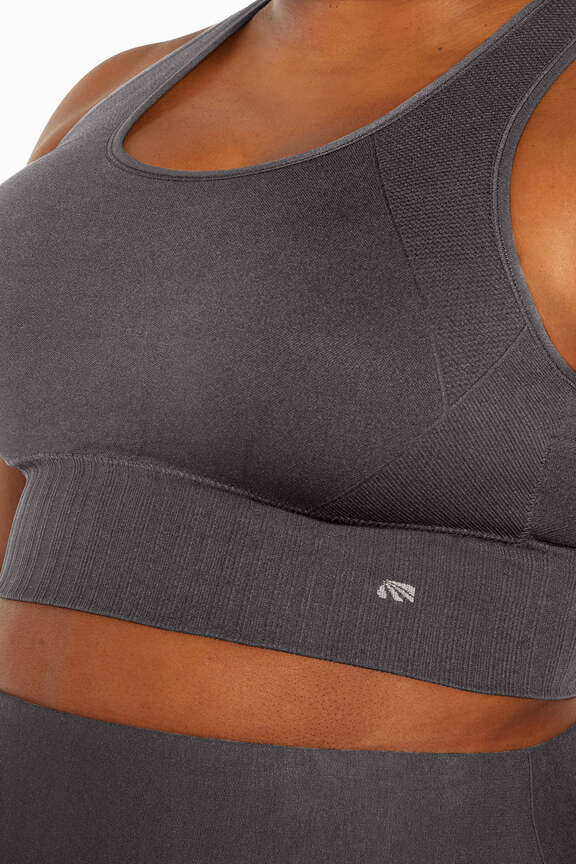 Cathy Seamless Sports Bra (Plus Size), back view, showing visible design features and texture of the soft knit fabric..