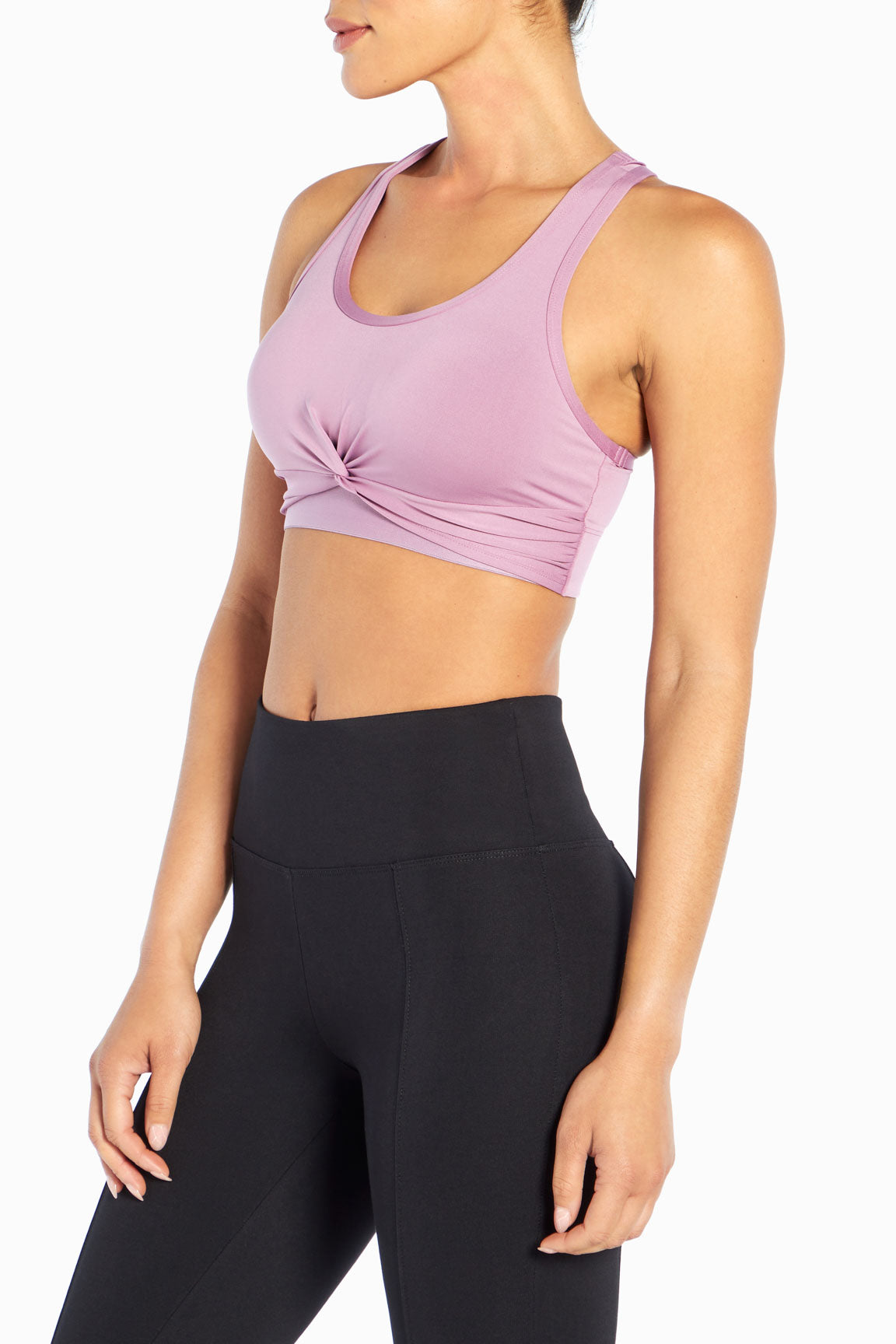 Phillip Sports Bra, alternate angle view, showing visible design features and texture of the soft knit fabric..