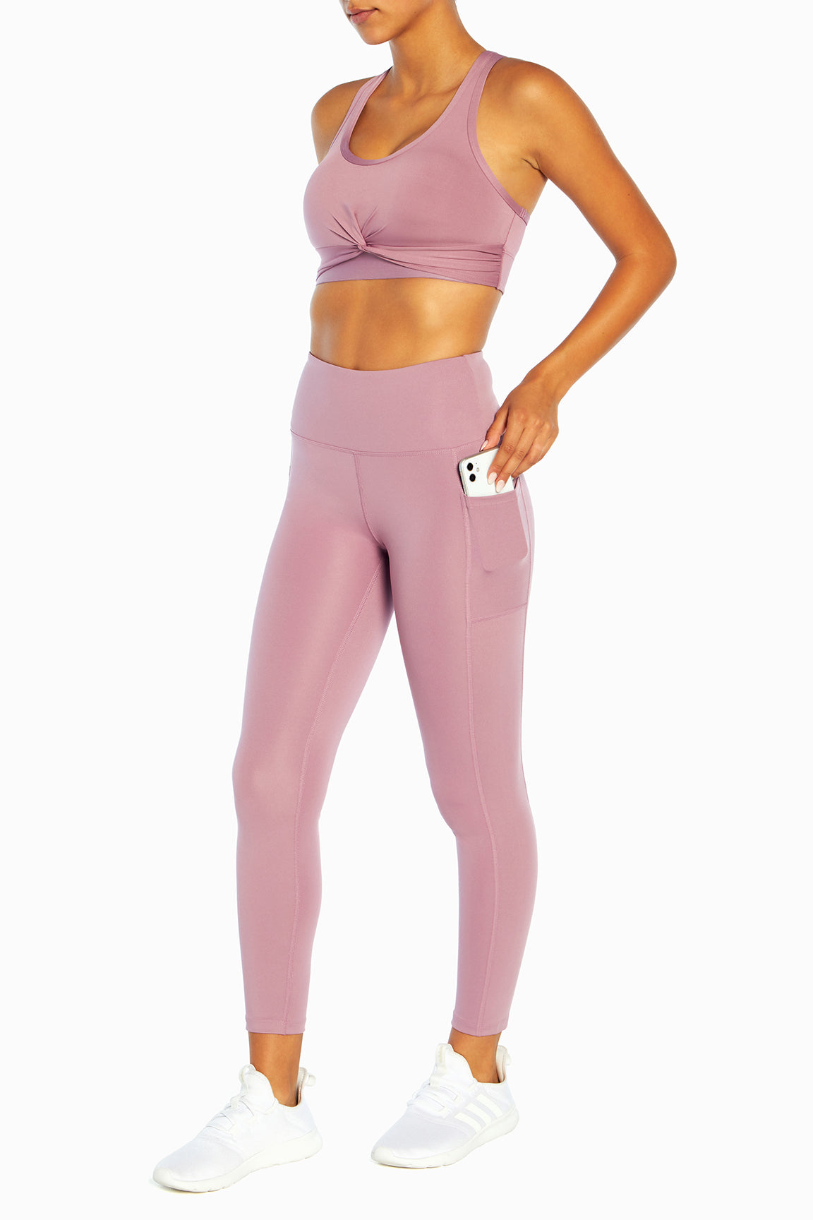 Phillip Sports Bra, alternate angle view, showing visible design features and texture of the soft knit fabric..