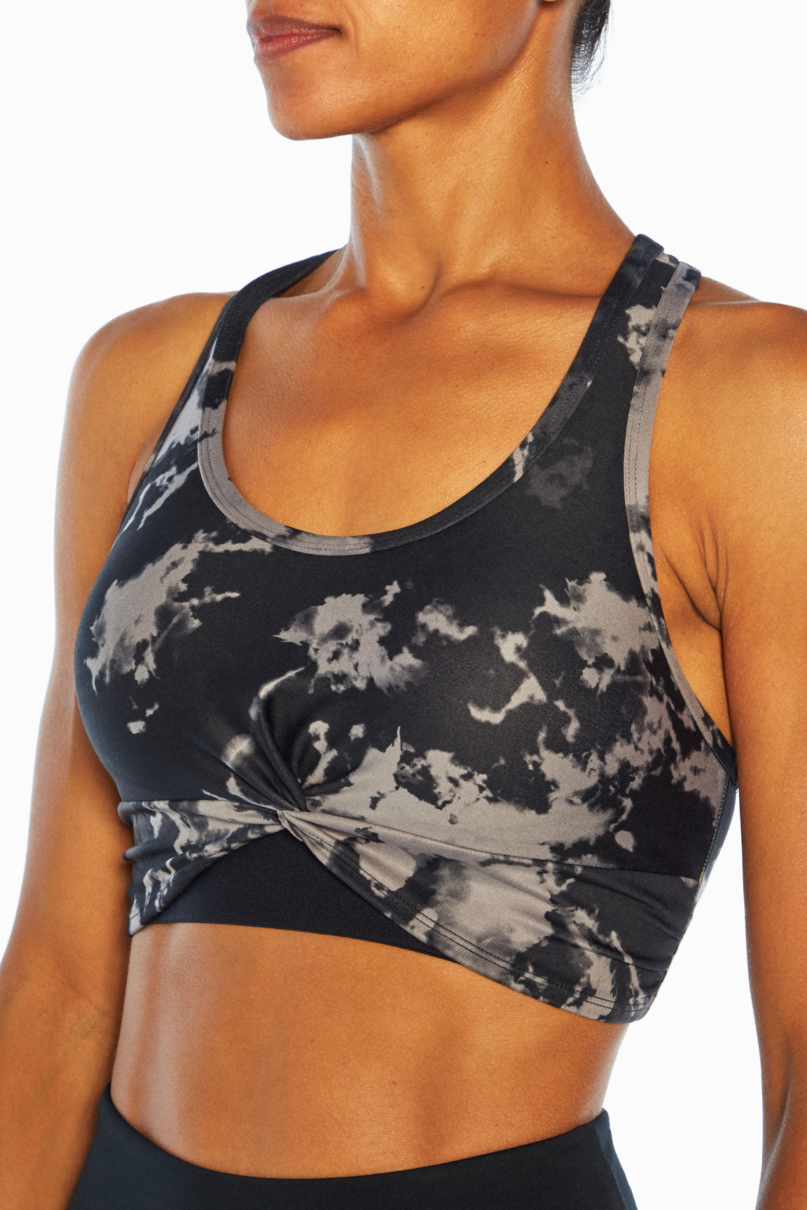 Phillip Sports Bra, alternate angle view, showing visible design features and texture of the soft knit fabric..