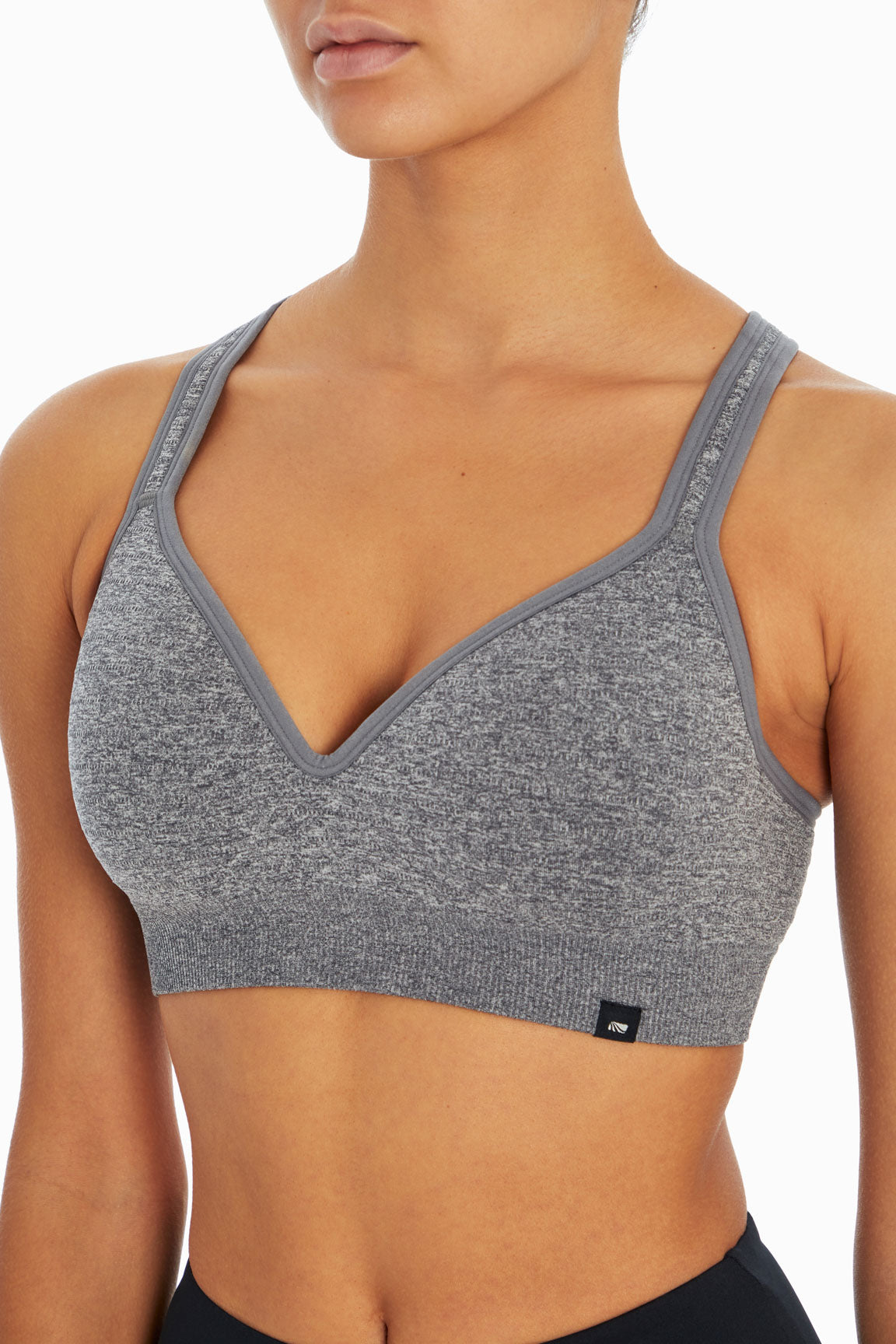 Johanna Seamless Molded Sports Bra, alternate angle view, showing visible design features and texture of the soft knit fabric..