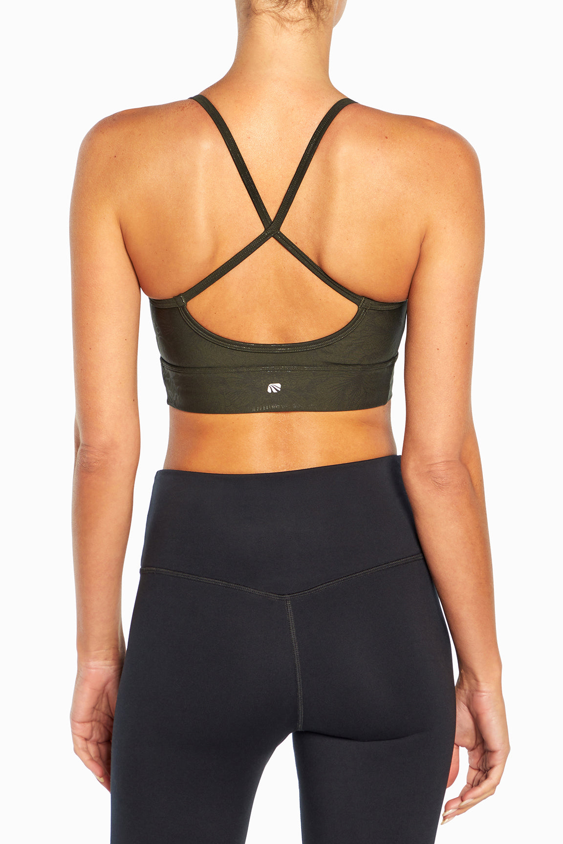 Irene Sports Bra, close-up view of fabric and stitching, showing visible design features and texture of the soft knit fabric..