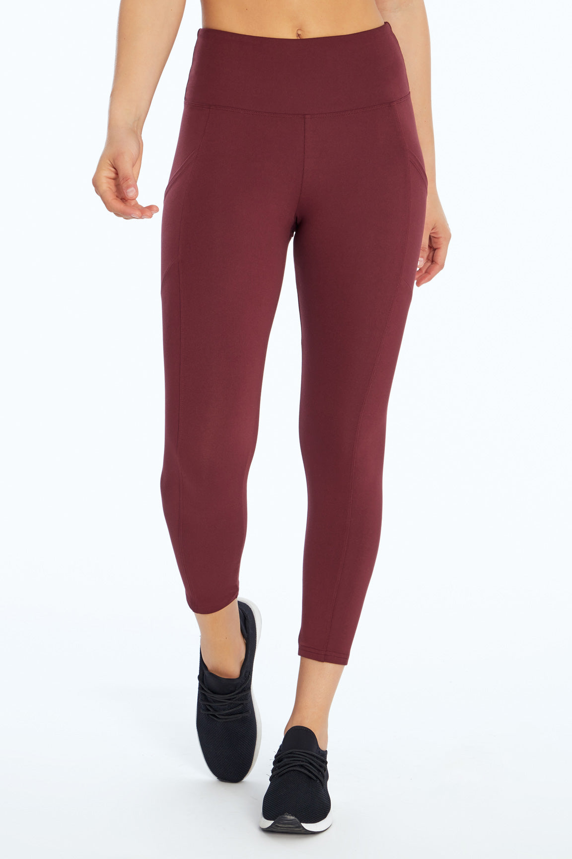 Drew Side Pocket Tummy Control Mid Calf Capri, alternate angle view, showing visible design features and texture of the soft knit fabric..