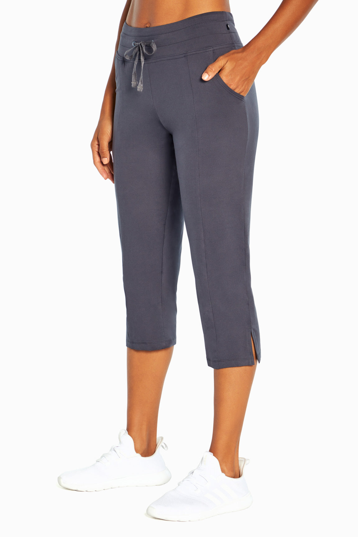 Mona Capri, alternate angle view, showing visible design features and texture of the soft knit fabric..