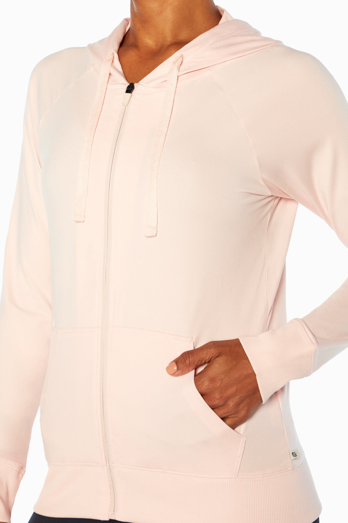 Mona Jacket, alternate angle view, showing visible design features and texture of the smooth woven fabric..