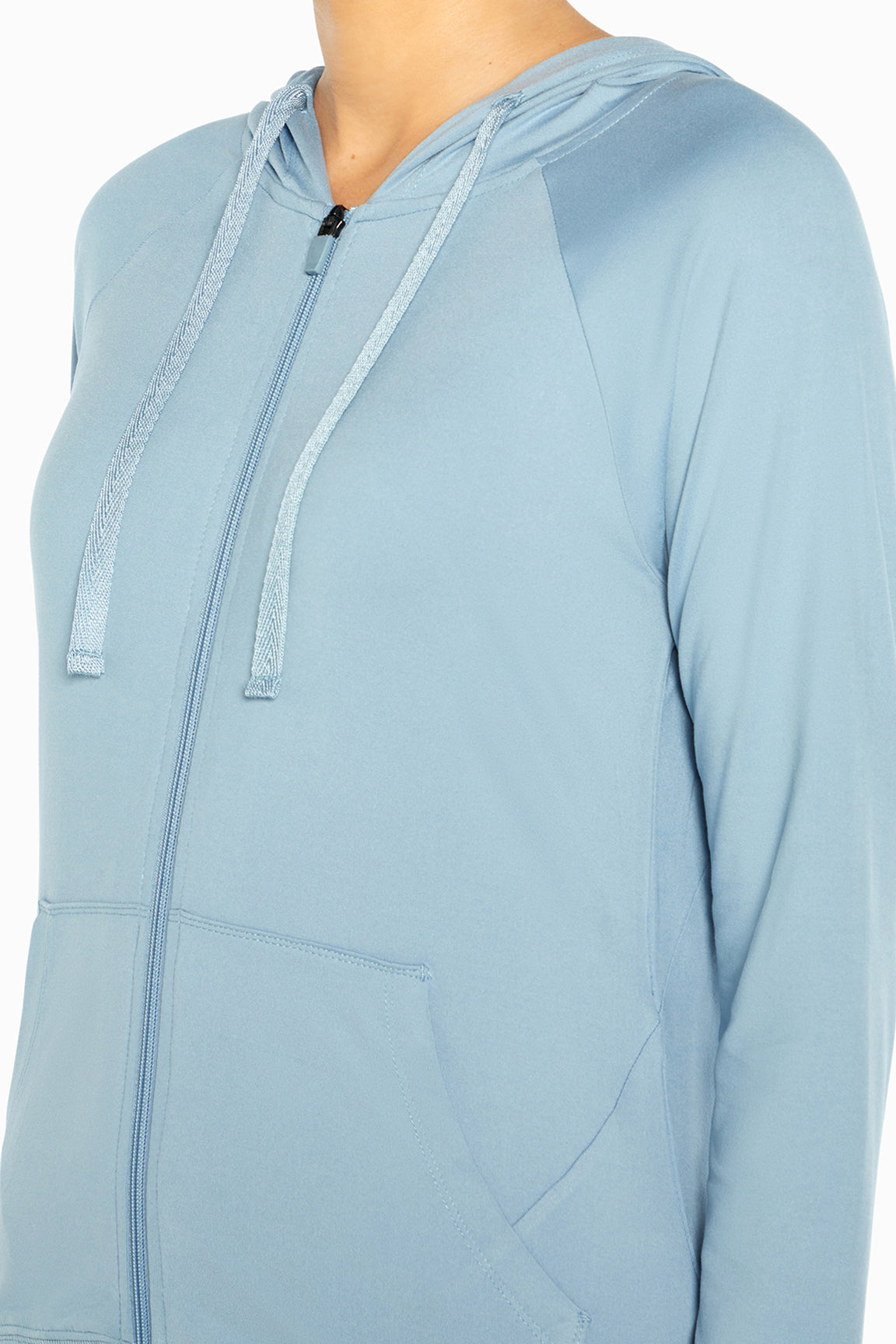 Mona Jacket, alternate angle view, showing visible design features and texture of the smooth woven fabric..