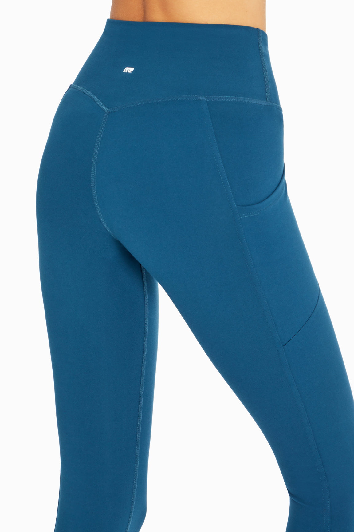 Cameron Side Pocket Tummy Control Legging, alternate angle view, showing visible design features and texture of the stretch knit fabric..