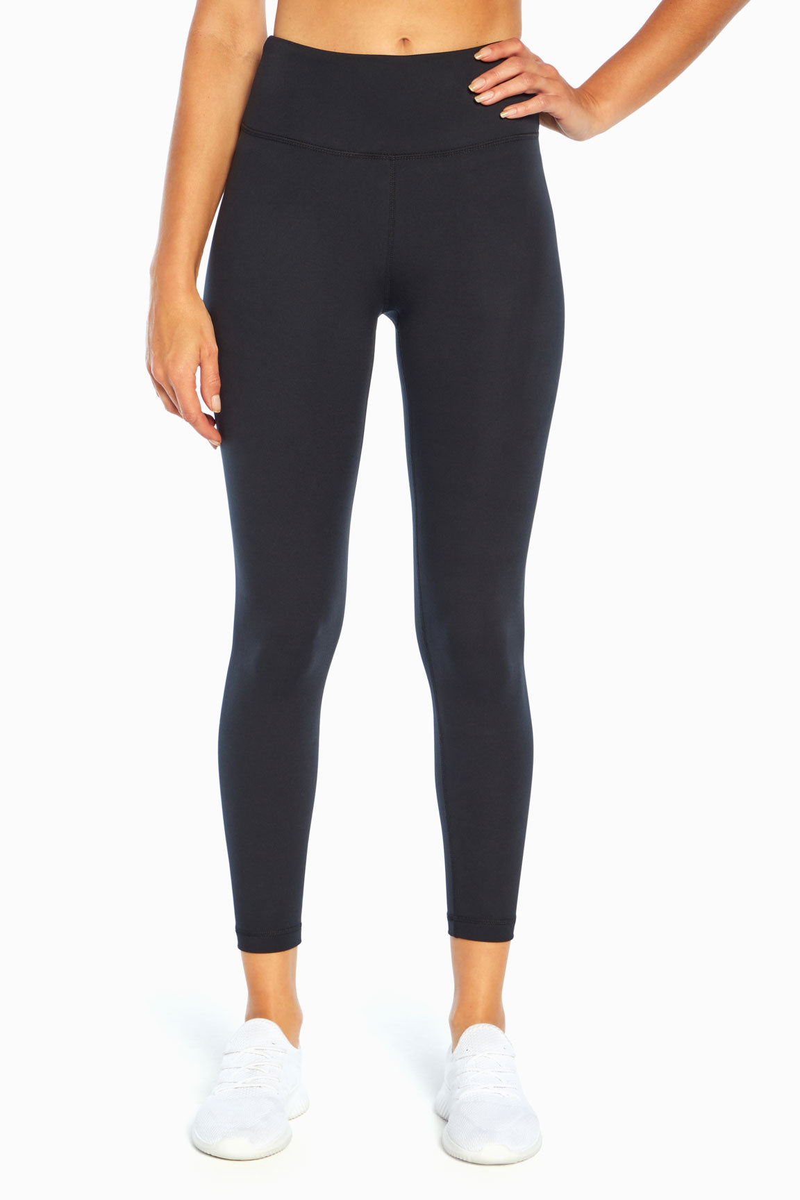Zen Ankle Legging, close-up view of fabric and stitching, showing visible design features and texture of the stretch knit fabric..