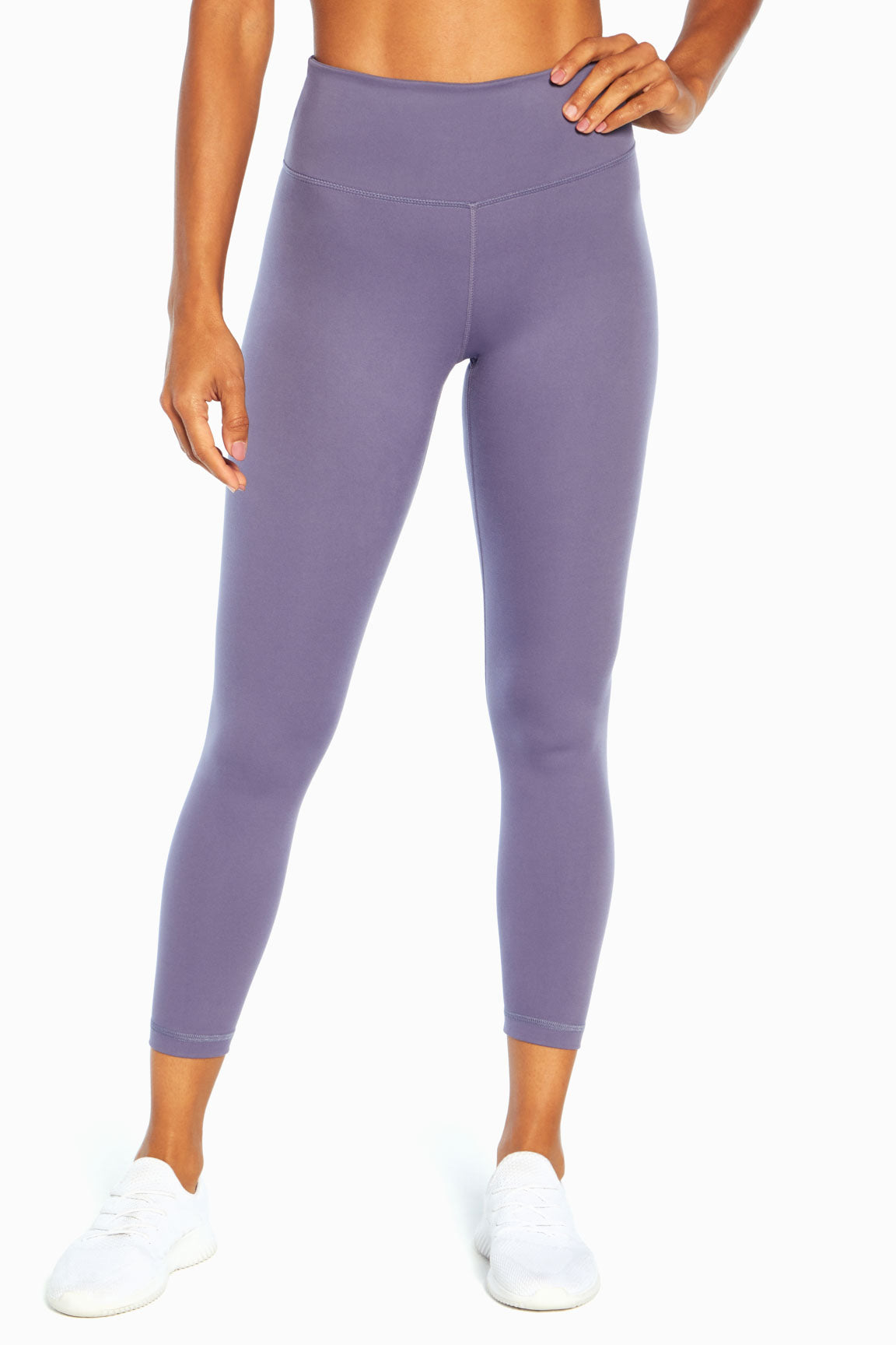 Zen Ankle Legging, alternate angle view, showing visible design features and texture of the stretch knit fabric..