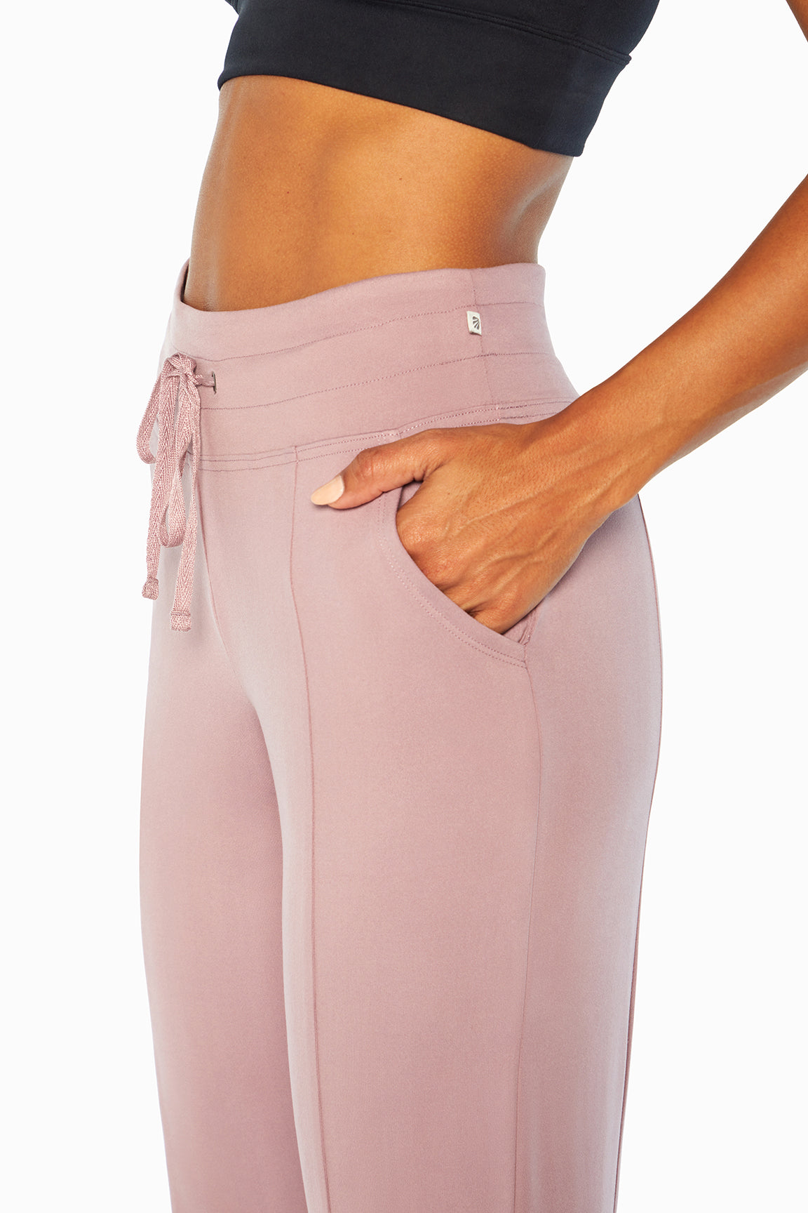 Mona Jogger, alternate angle view, showing visible design features and texture of the soft knit fabric..