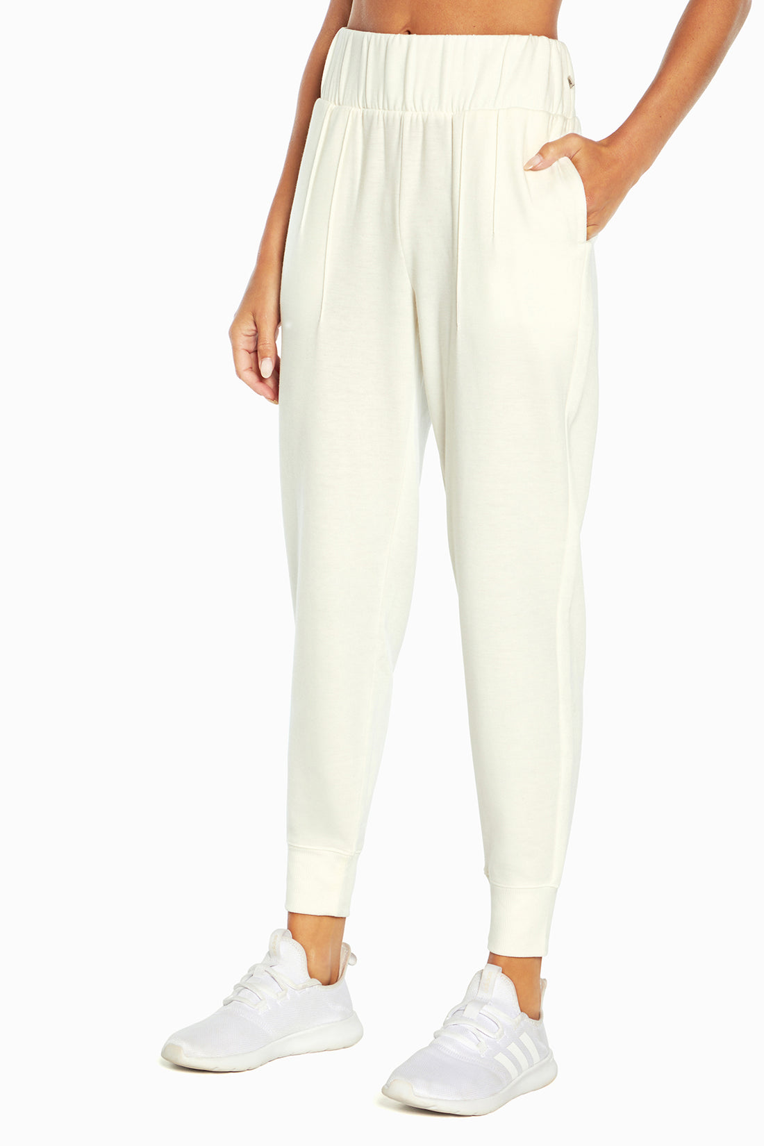 Palmer Fleece Jogger, front view, showing visible design features and texture of the soft knit fabric..