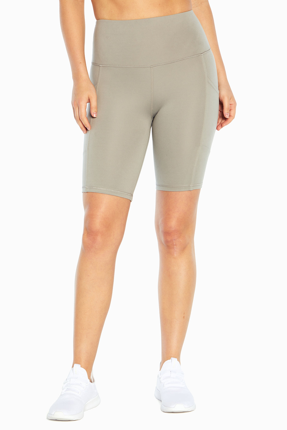 Brenda Side Pocket Tummy Control Bermuda, alternate angle view, showing visible design features and texture of the soft knit fabric..