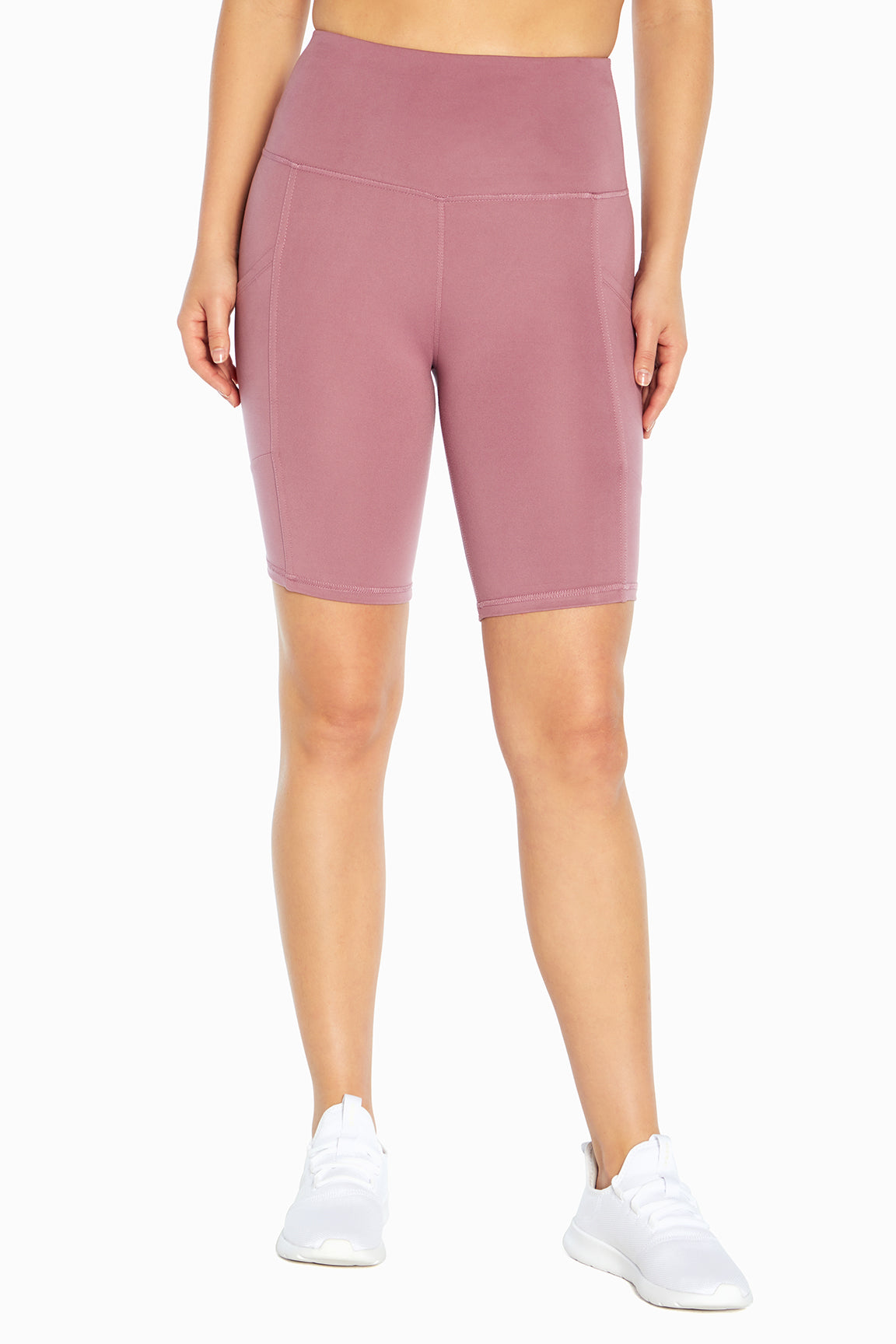 Brenda Side Pocket Tummy Control Bermuda, alternate angle view, showing visible design features and texture of the soft knit fabric..