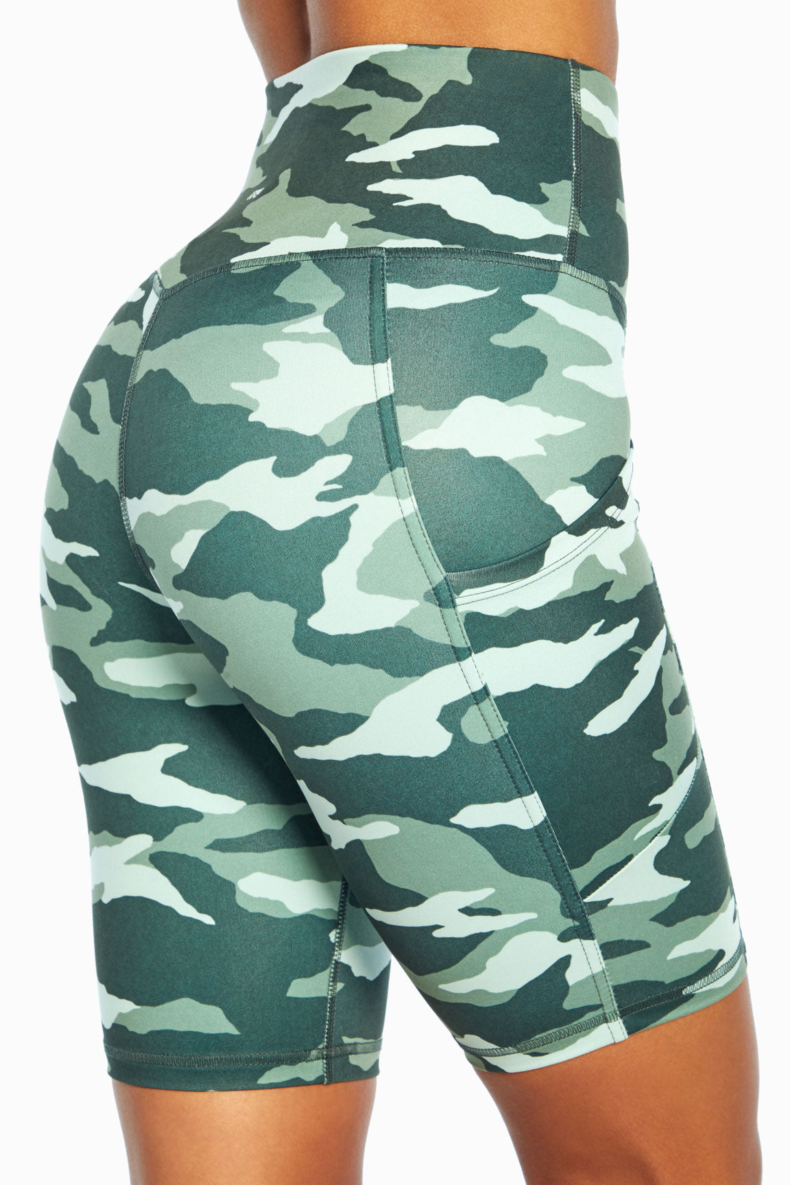 Brenda Side Pocket Tummy Control Bermuda, alternate angle view, showing visible design features and texture of the soft knit fabric..