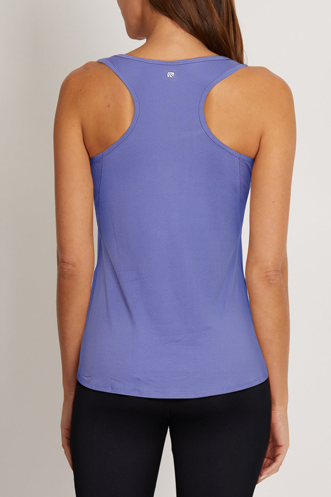 Amara Tank, alternate angle view, showing visible design features and texture of the soft knit fabric..