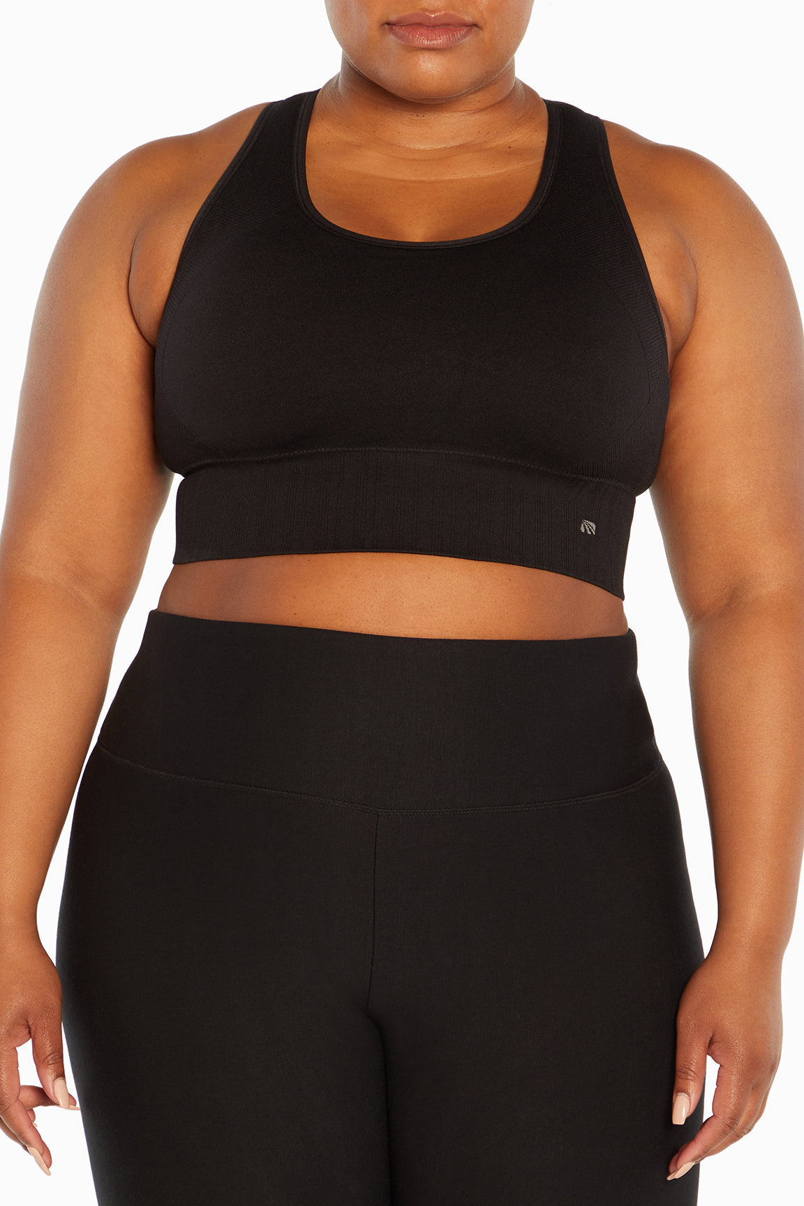 Cathy Seamless Sports Bra (Plus Size), alternate angle view, showing visible design features and texture of the soft knit fabric..