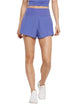 Becca Short, alternate angle view, showing visible design features and texture of the soft knit fabric.. 