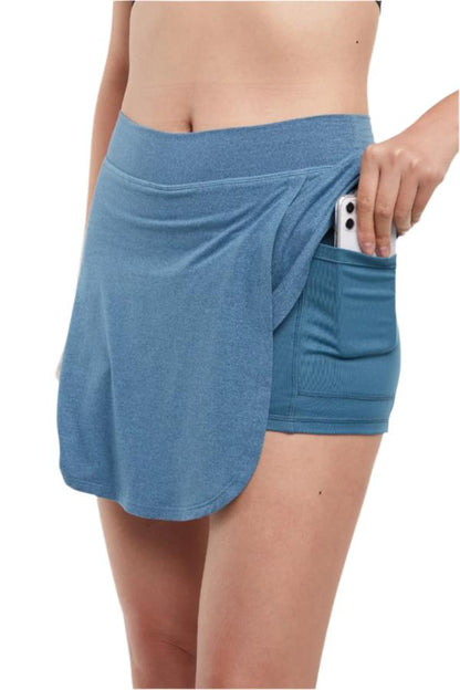 Bridget Skort, alternate angle view, showing visible design features and texture of the soft knit fabric.. 
