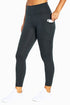 Balance Collection Easy Eclipse Side Pocket Ankle Legging - Black, front view, showing visible design features and texture of the stretch knit fabric.. 