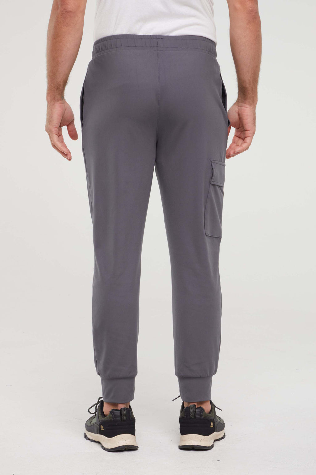 Balance Collection For Men Benjamin Jogger, side view showing pocket placement, showing visible design features and texture of the soft knit fabric.. #color_iron-gate