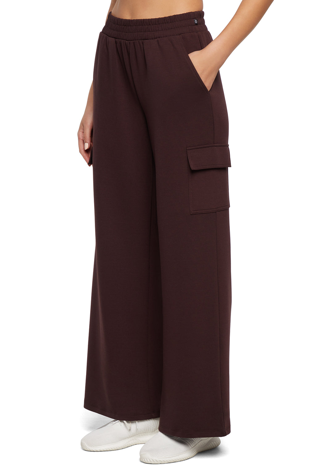 Balance Collection Emory Wide Pant, front view, showing visible design features and texture of the durable stretch fabric.. #color_chocolate-plum