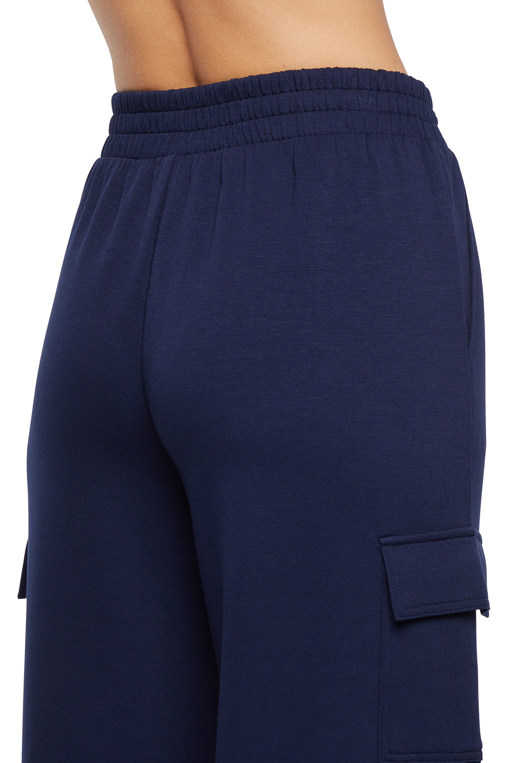 Balance Collection Emory Wide Pant, alternate angle view, showing visible design features and texture of the durable stretch fabric.. #color_peacoat