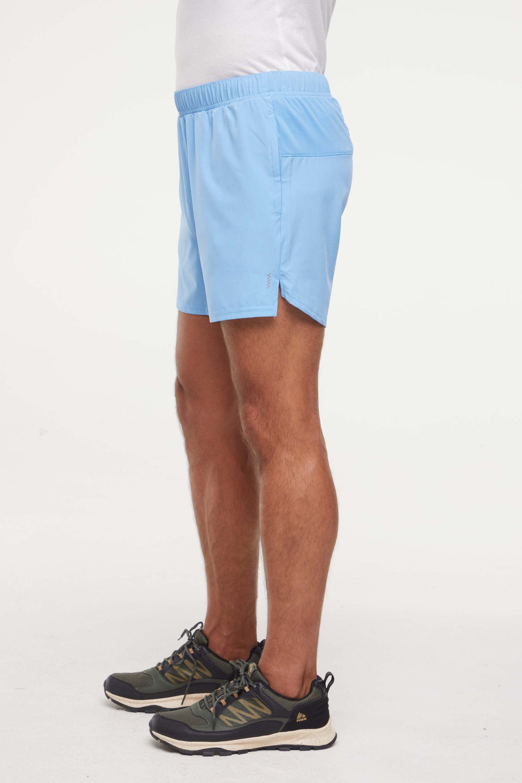 Balance Collection For Men Miguel Short, alternate angle view, showing visible design features and texture of the soft knit fabric.. #color_lichen-blue