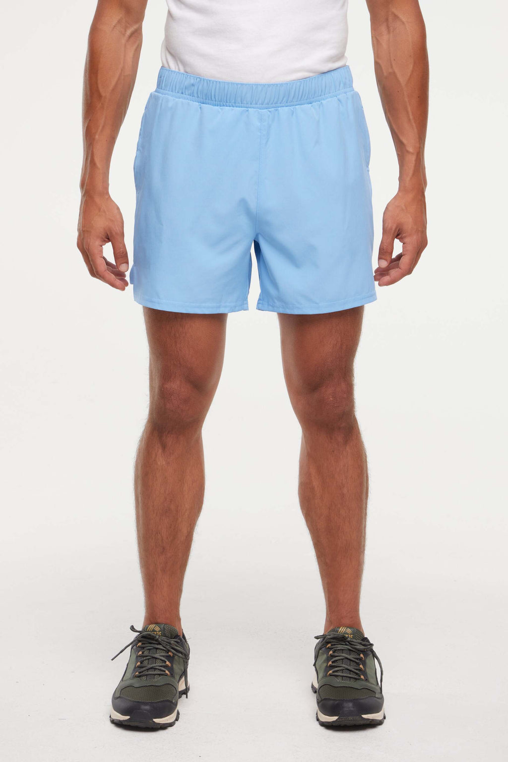 Balance Collection For Men Miguel Short, alternate angle view, showing visible design features and texture of the soft knit fabric.. #color_lichen-blue
