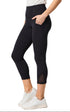 Balance Collection Jenny Side Pocket Mid Calf Capri, front view, showing visible design features and texture of the soft knit fabric.. 