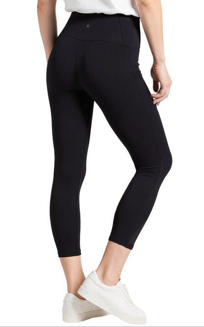 Balance Collection Jenny Side Pocket Mid Calf Capri, side view showing pocket placement, showing visible design features and texture of the soft.. 
