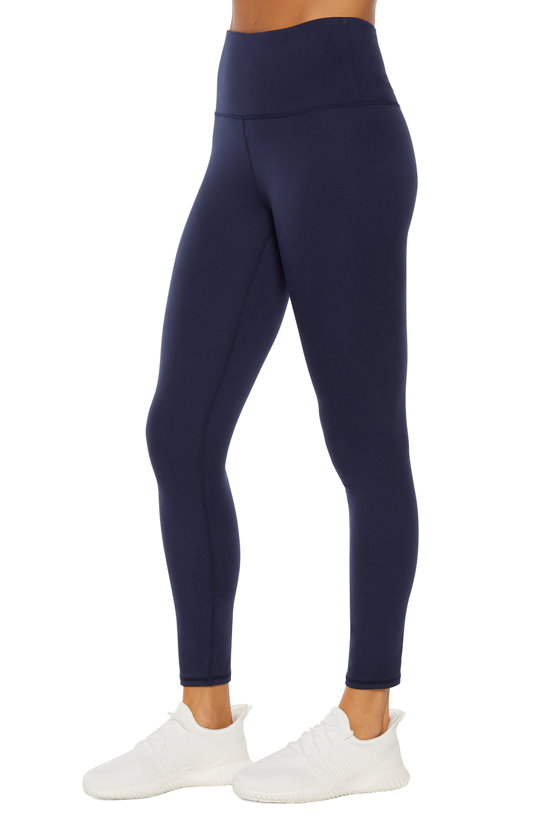 Balance Collection Basic High-Rise Tummy Control Legging, front view, showing visible design features and texture of the stretch knit fabric..