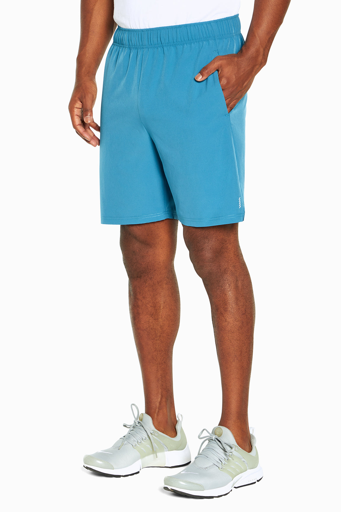 Balance Collection For Men Base Short, alternate angle view, showing visible design features and texture of the soft knit fabric.. 