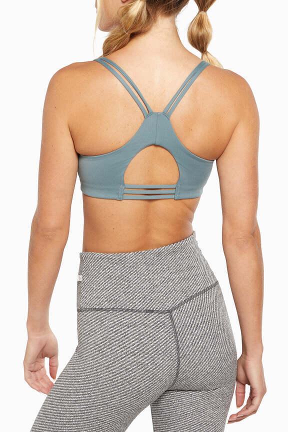 Camilla Sports Bra, alternate angle view, showing visible design features and texture of the soft knit fabric.. 