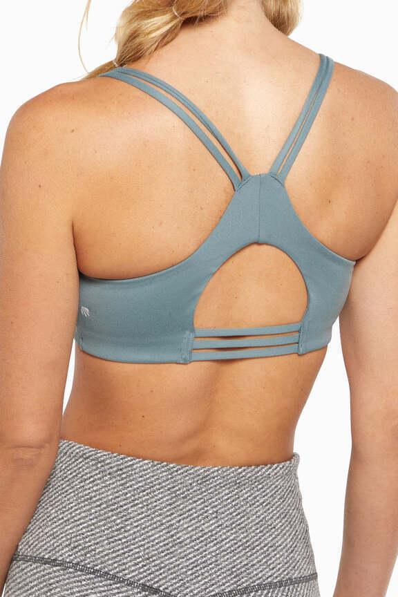 Camilla Sports Bra, alternate angle view, showing visible design features and texture of the soft knit fabric.. 