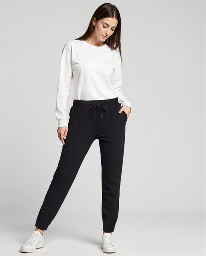 Camila Jogger, close-up view of fabric and stitching, showing visible design features and texture of the soft knit fabric.. 