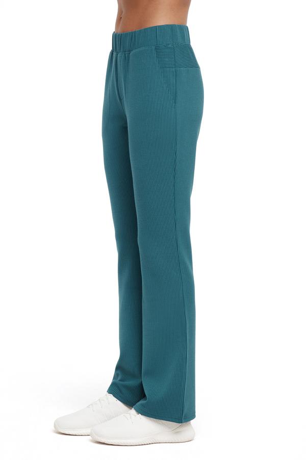 Paige Bootcut Pant, alternate angle view, showing visible design features and texture of the durable stretch fabric.. #color_green-heron