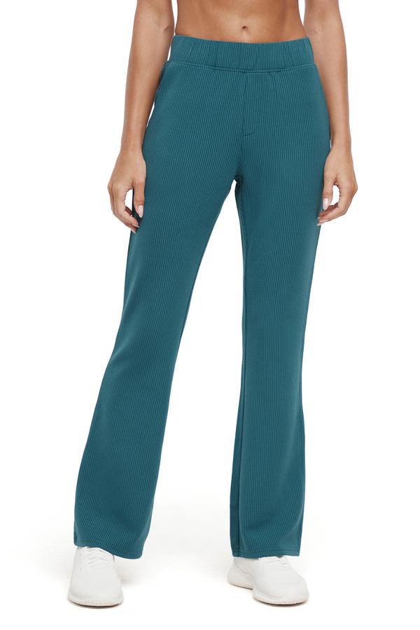 Paige Bootcut Pant, alternate angle view, showing visible design features and texture of the durable stretch fabric.. #color_green-heron