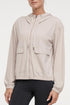 Nori Jacket, alternate angle view, showing visible design features and texture of the smooth woven fabric.. 