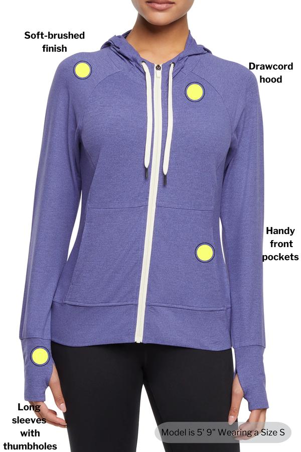 Danni Jacket - Heather Skipper Blue, back view, showing visible design features and texture of the smooth woven fabric.. 