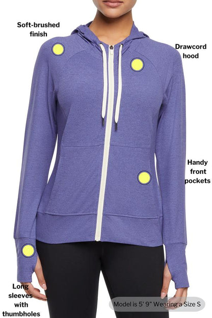 Danni Jacket - Heather Skipper Blue, back view, showing visible design features and texture of the smooth woven fabric.. 