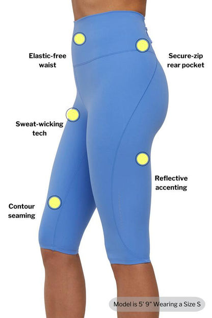 Valorie Pedal Capri, back view, showing visible design features and texture of the soft knit fabric.. 